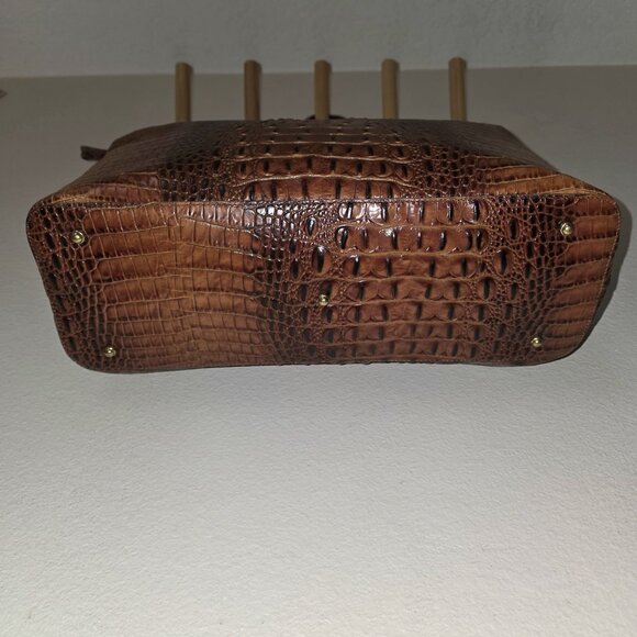 Brahmin Medium Asher Toasted Melbourne Croc Embossed Tote Leather Bag - Picture 12 of 16